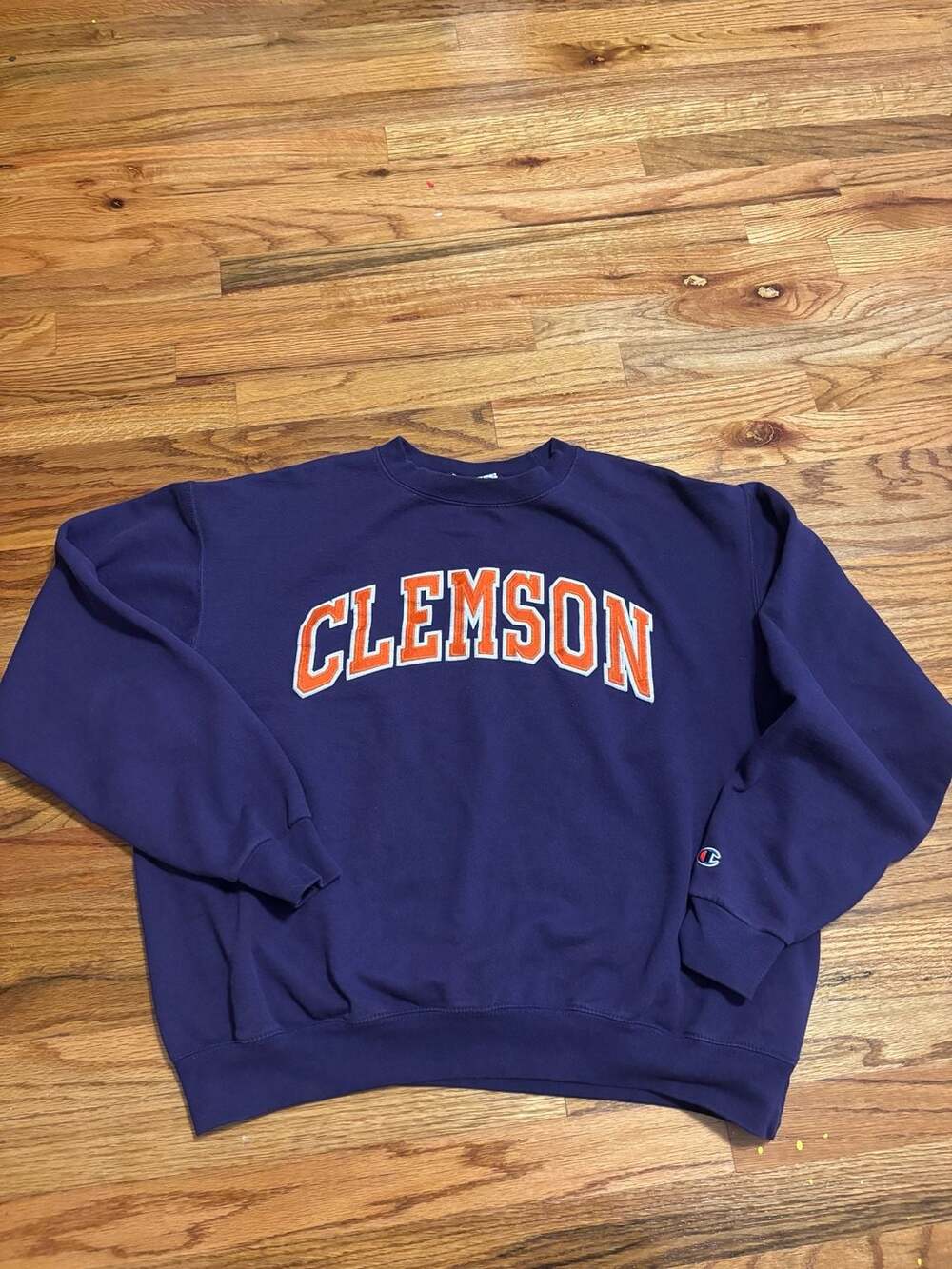 Y2K Embroidered Clemson Tigers Champion Authentic Athleticwear Purple Crewneck S